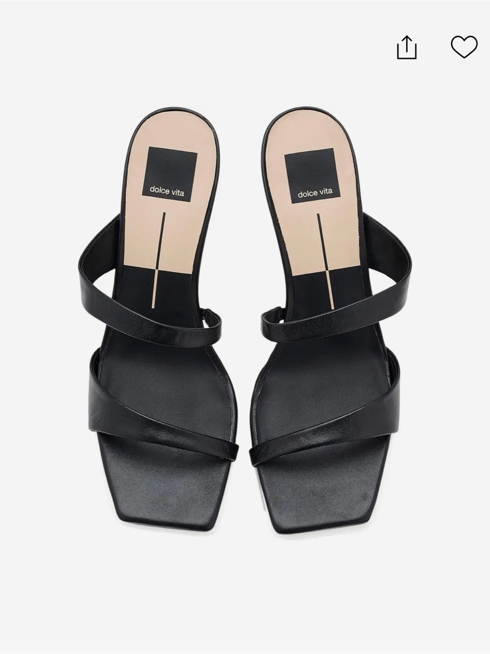 Dolce Vita Icelyn Black Square-Toe Double-Strap Heel Sandals